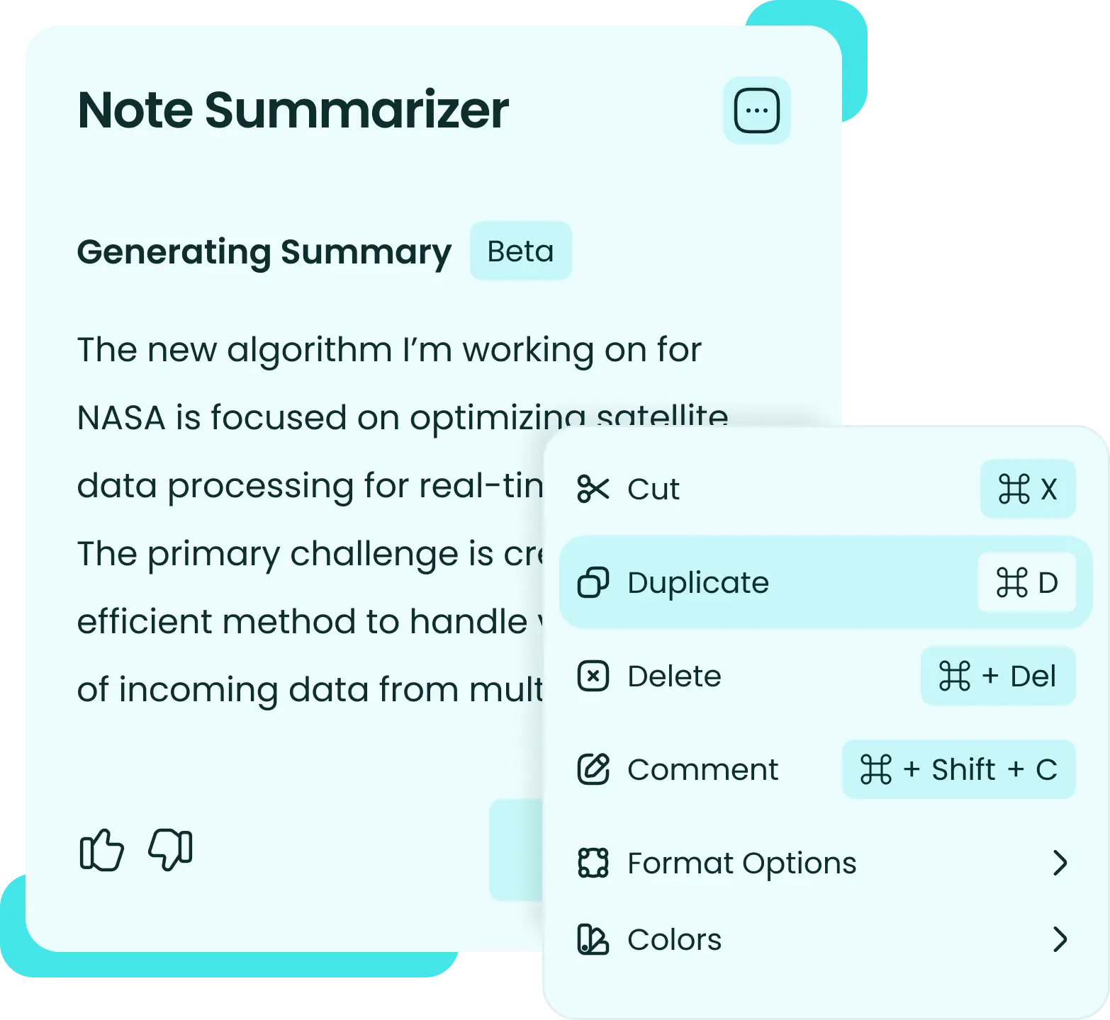 Hero graphic note summarizer functionality